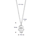 Halskette Hand aus Fatima und Zirkonia 41 + 4 cm Silber rhodiniert