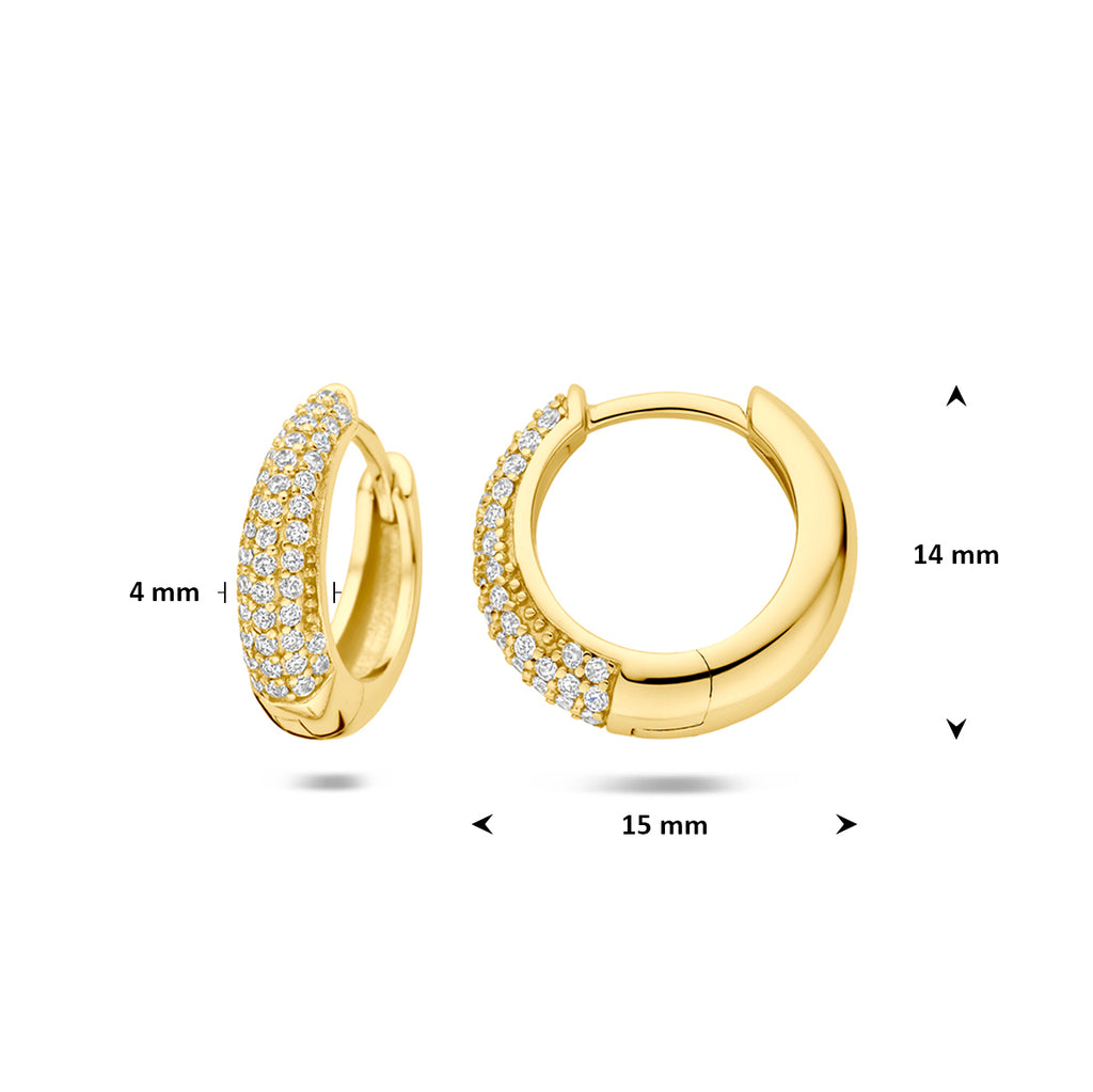 klapoorringen zirkonia buis 4 mm 1 micron zilver verguld (geel)