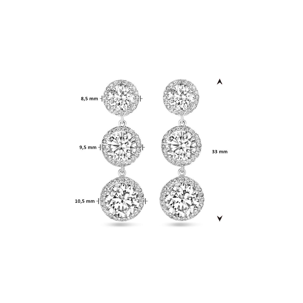 Ohrhänger Zirkonia 33 mm Silber rhodiniert