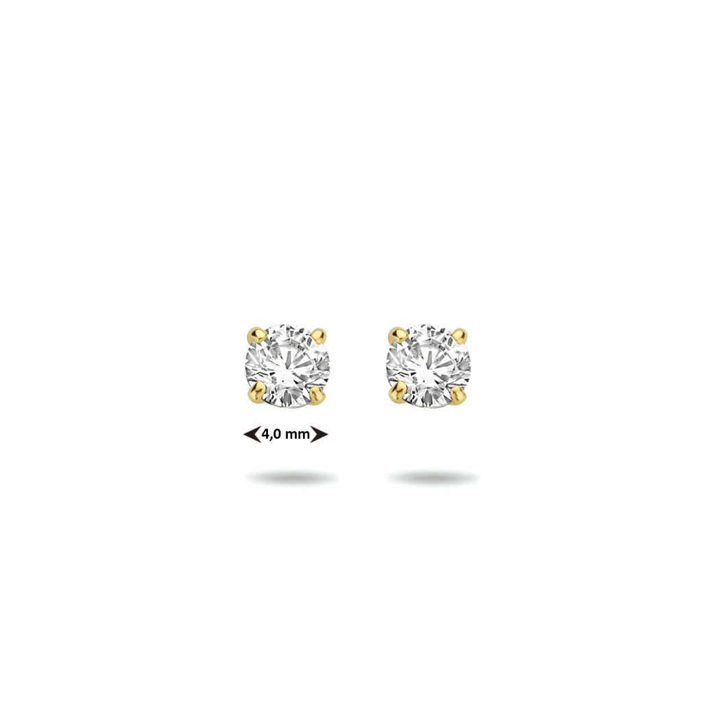 oorknoppen zirkonia 14K geelgoud