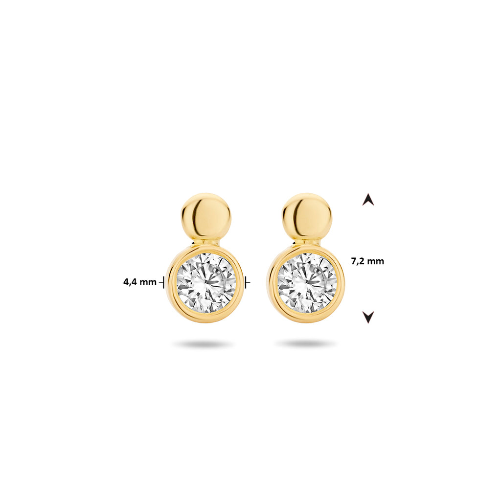 oorknoppen zirkonia 14K geelgoud