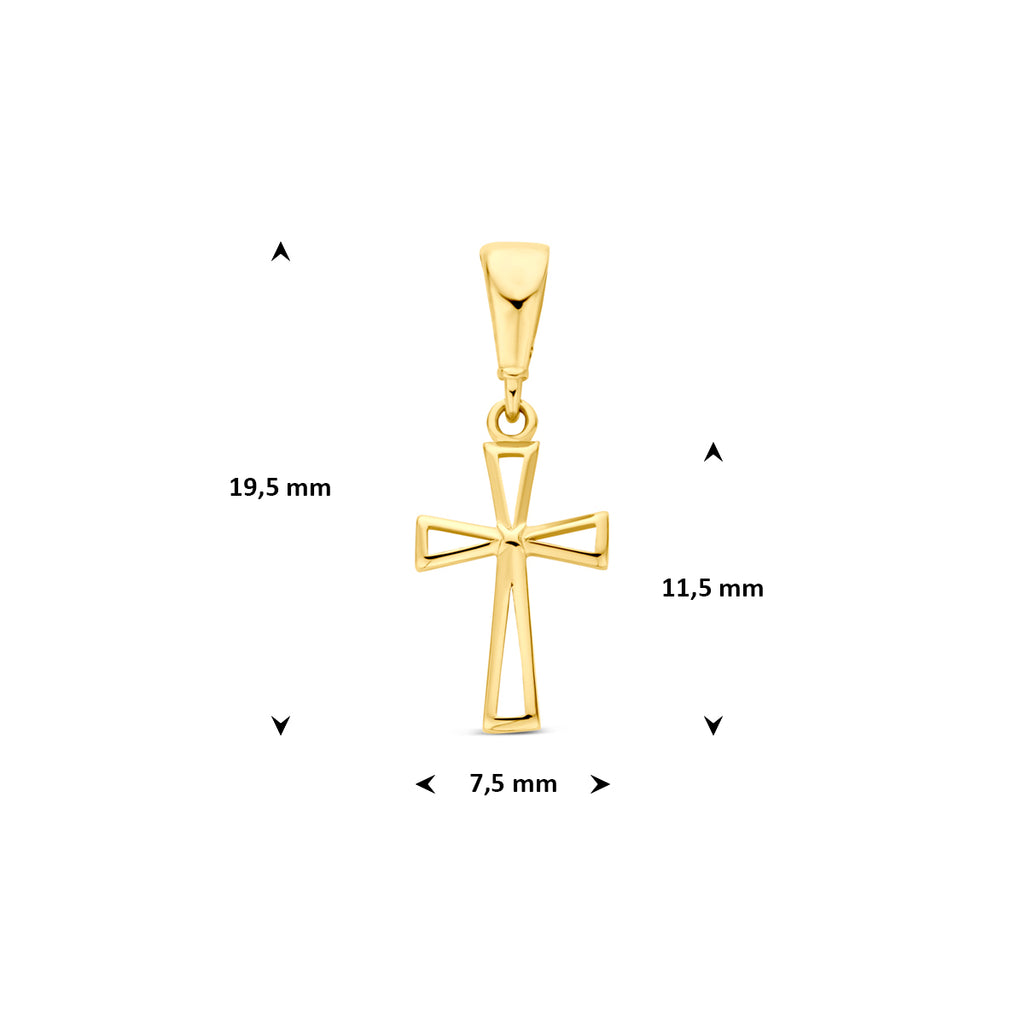 hanger kruis 11,5 mm 14K geelgoud