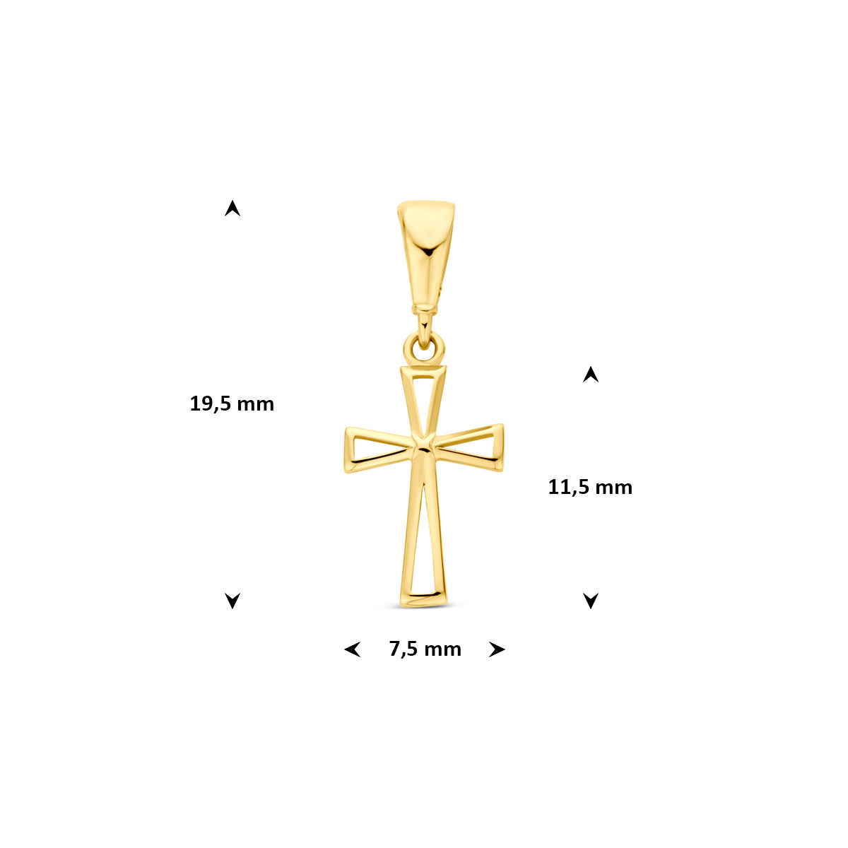 hanger kruis 11,5 mm 14K geelgoud