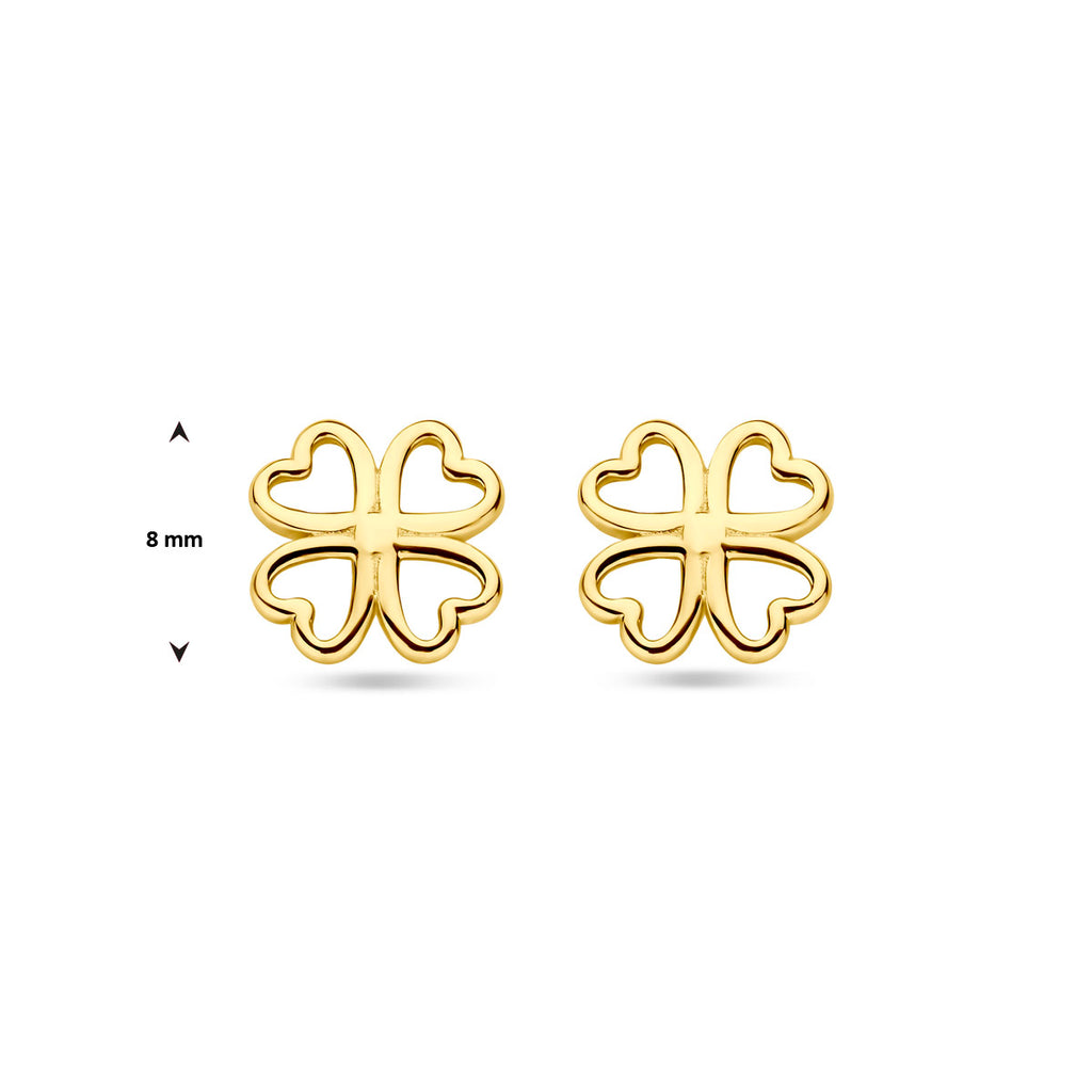 Ohrstecker Kleeblatt 8 mm 14K Gelbgold