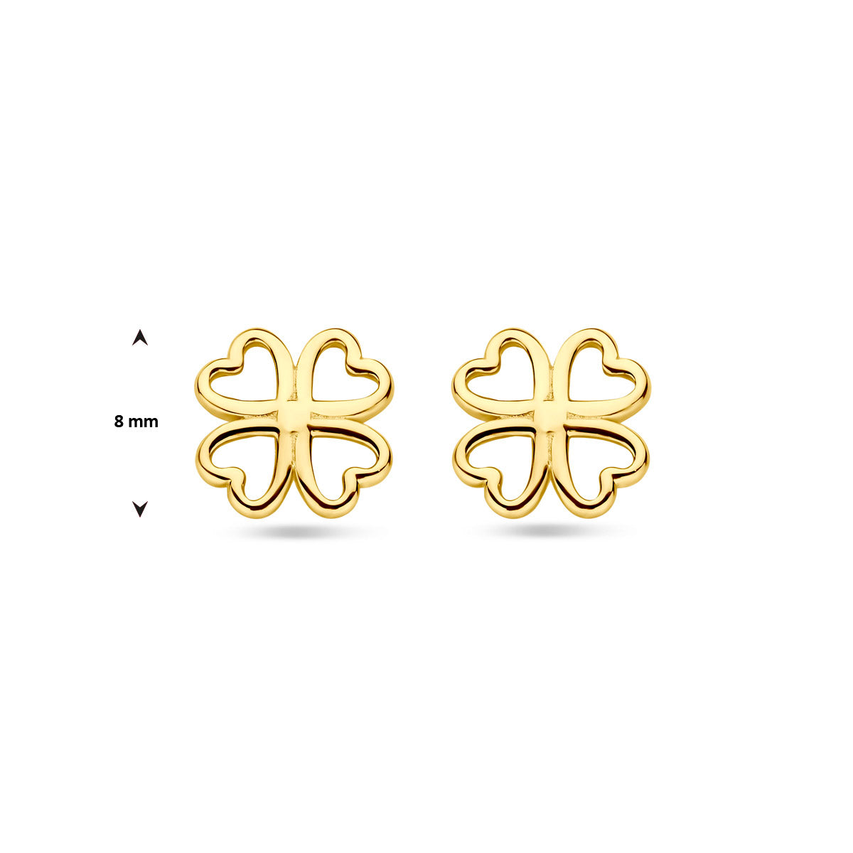 Ohrstecker Kleeblatt 8 mm 14K Gelbgold