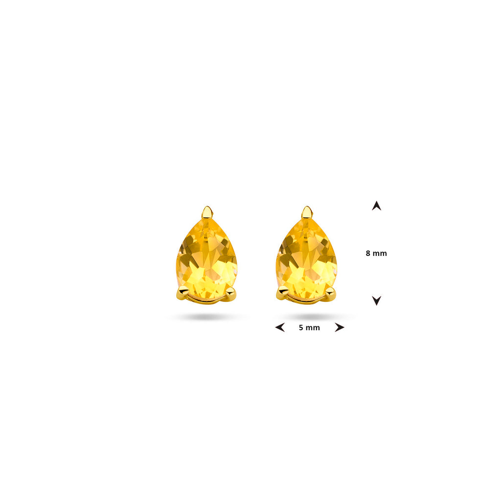 oorknoppen citrien 14K geelgoud