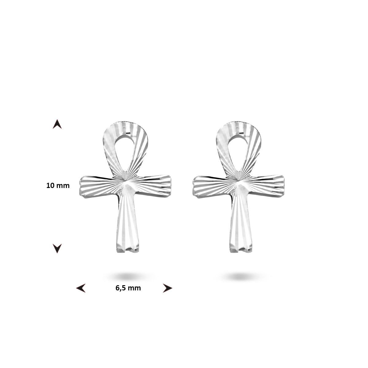 Ohrstecker Ankh Kreuz Diamant Silber Weiß