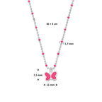 collier vlinder emaille 36 + 4 cm zilver gerhodineerd