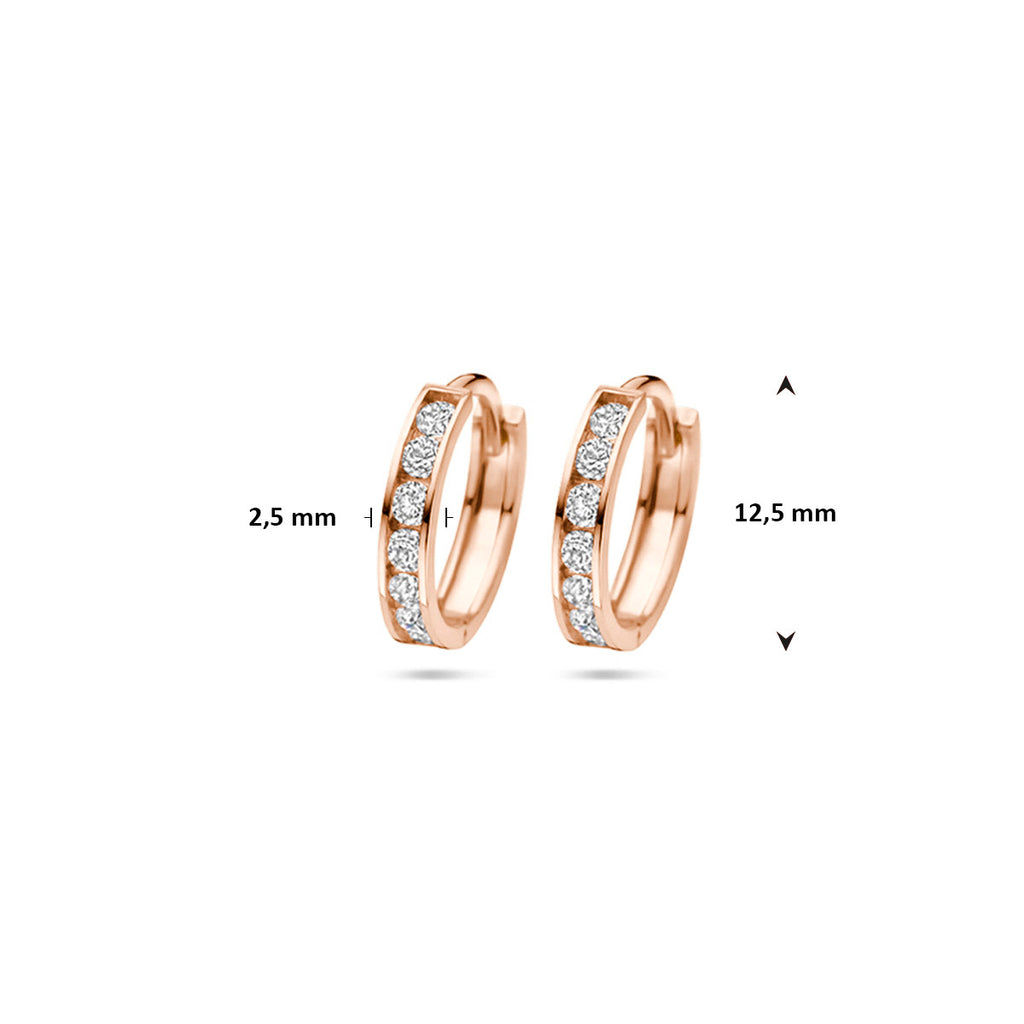 klapoorringen zirkonia 12,5 mm 14K roségoud