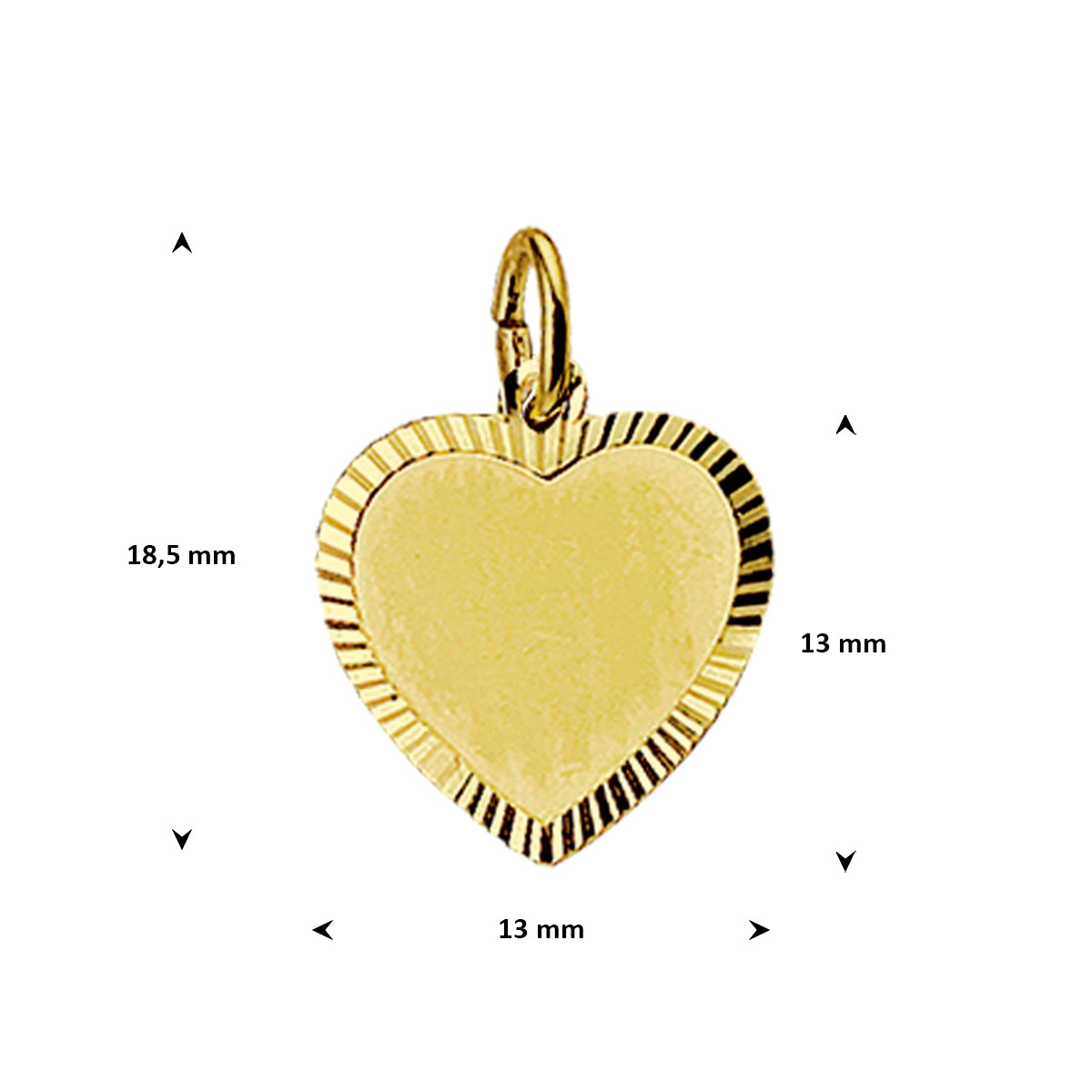 9k graveerhartje mat gediamanteerd 13 mm 9K geel
