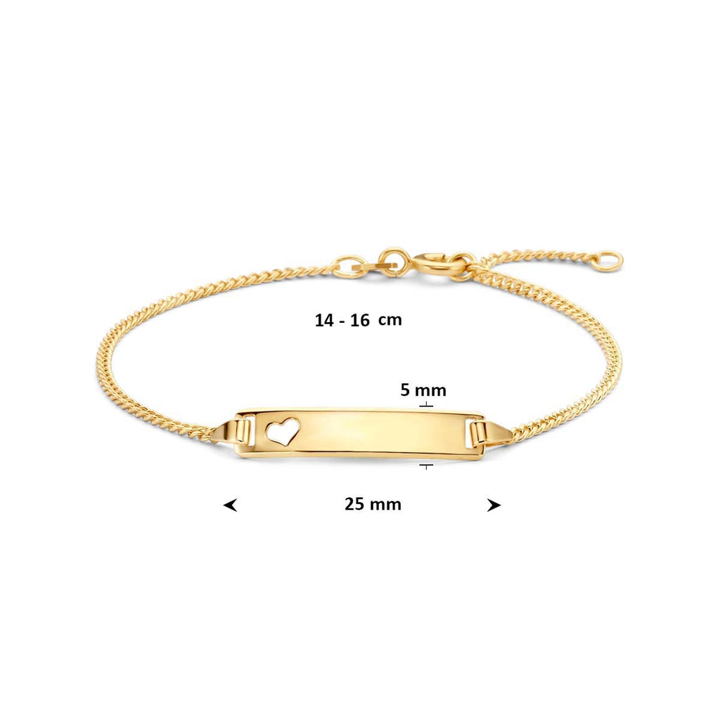 9k graveerarmband hart plaat 5,0 mm 9K geel