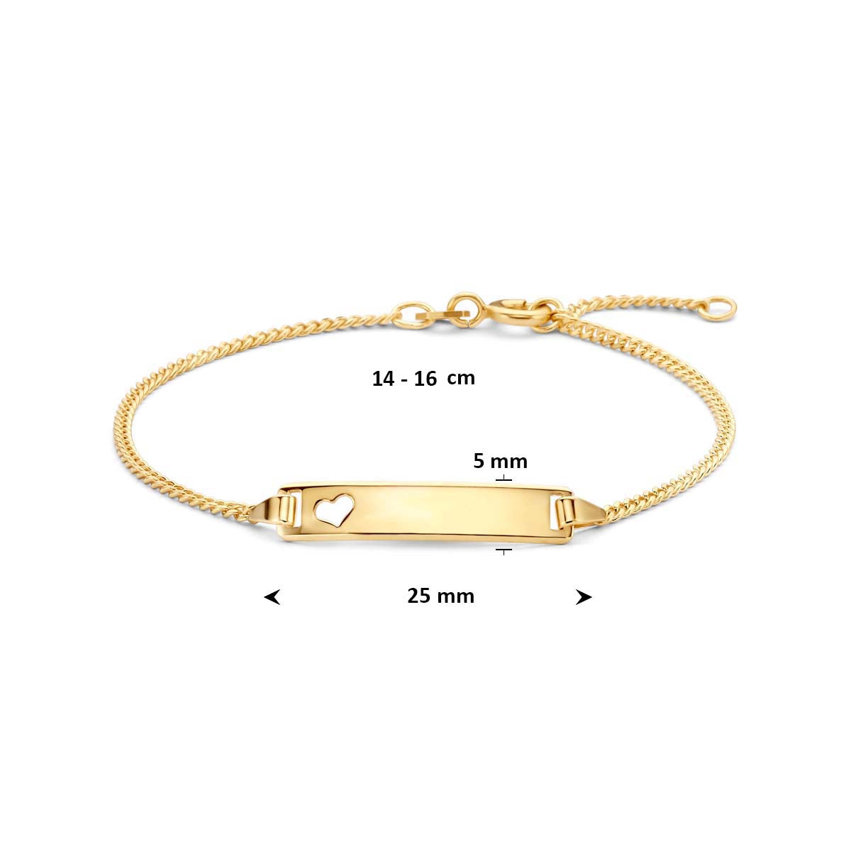 9k graveerarmband hart plaat 5,0 mm 9K geel