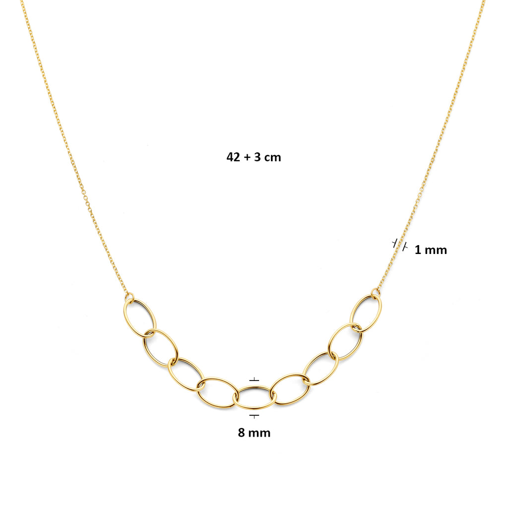 collier 8 mm 42 + 3 cm 14K geelgoud