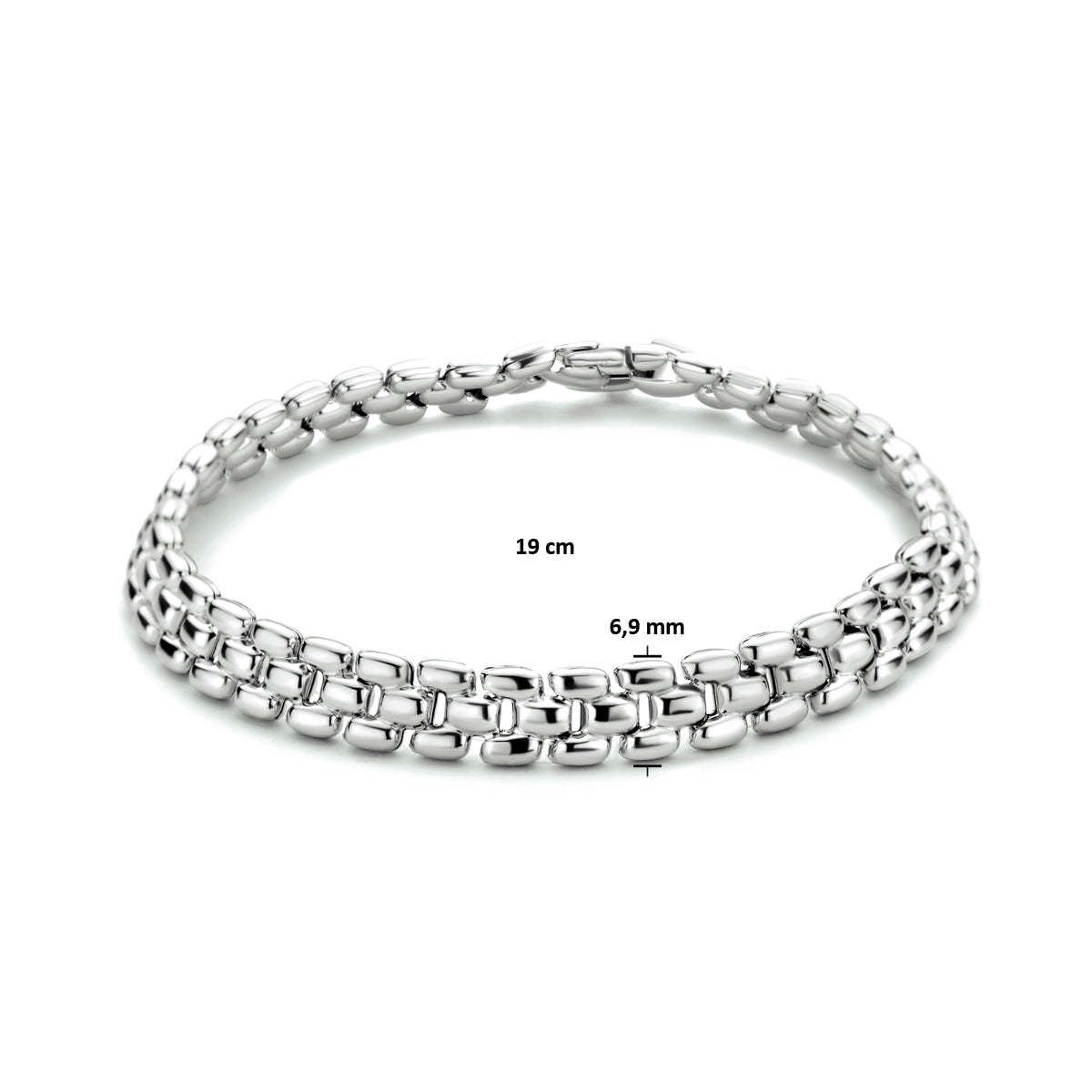 Armband Panther 6,9 mm 19 cm Silber rhodiniert