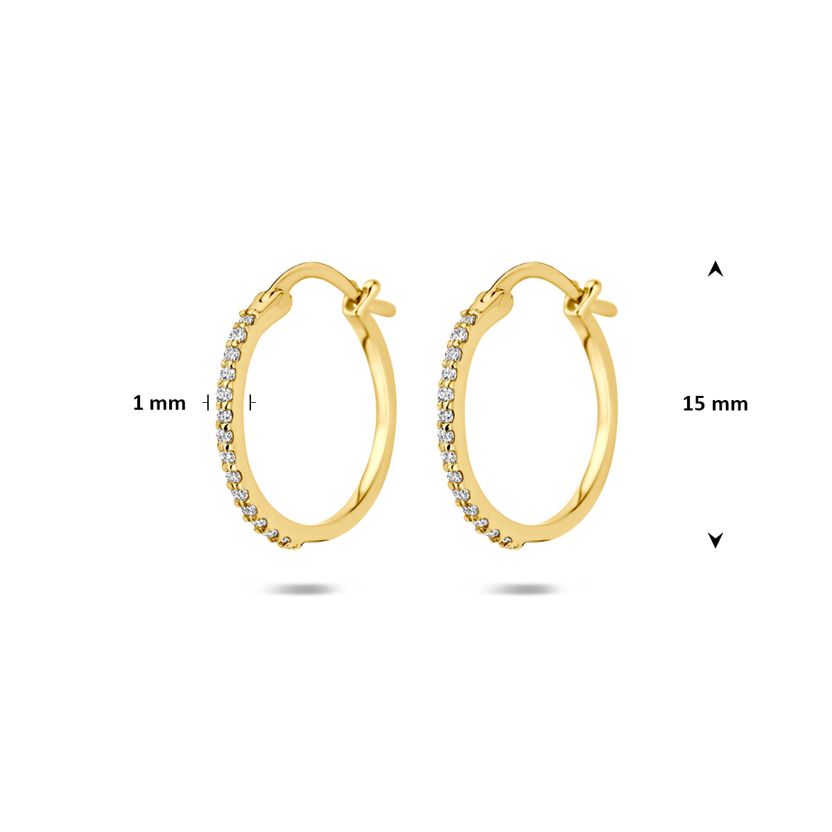 oorringen lab grown diamant f vs buis 1 mm 14K geelgoud