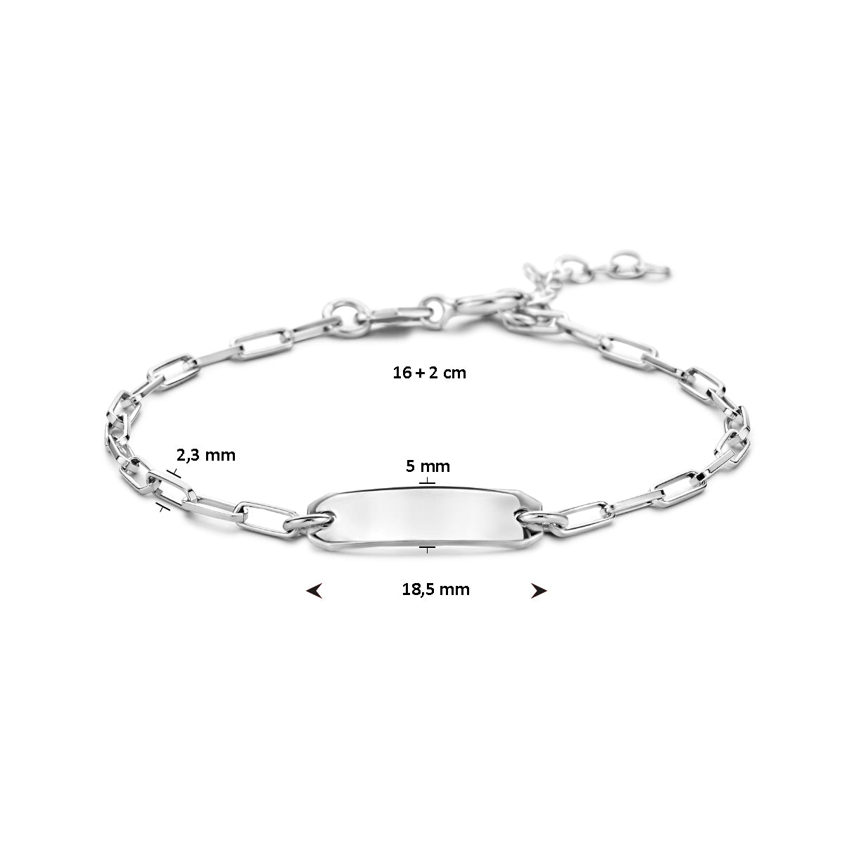 Gravurarmband 16 + 2 cm Platte 5,0 mm Silber rhodiniert