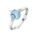 Ring-Trilogie Zirkonia und Blautopas Silber rhodiniert