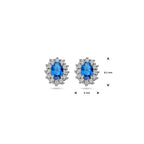 Ohrstecker Zirkonia und synthetischer Saphir Halo Silber rhodiniert