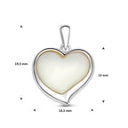 medaillon hart parelmoer 13 mm zilver gerhodineerd