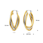 Ohrringe 34 mm 1 Mikron Silber vergoldet (Gelb/Rhodium)