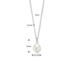 collier synth. parel 40 cm zilver gerhodineerd