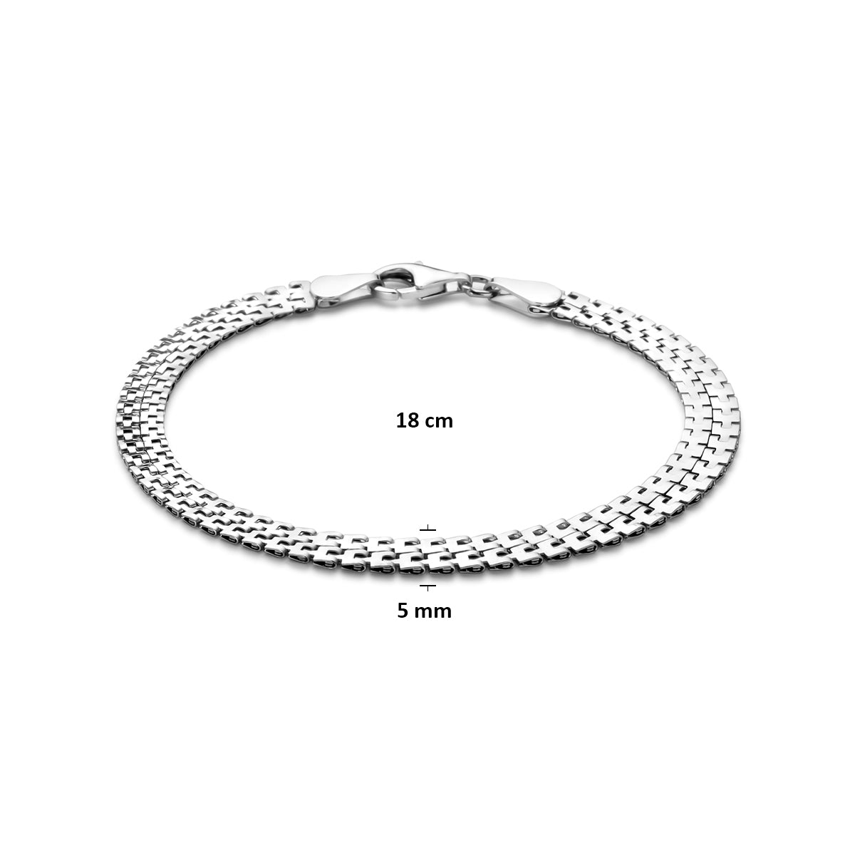 Armband 5 mm 18 cm rhodiniertes Silber