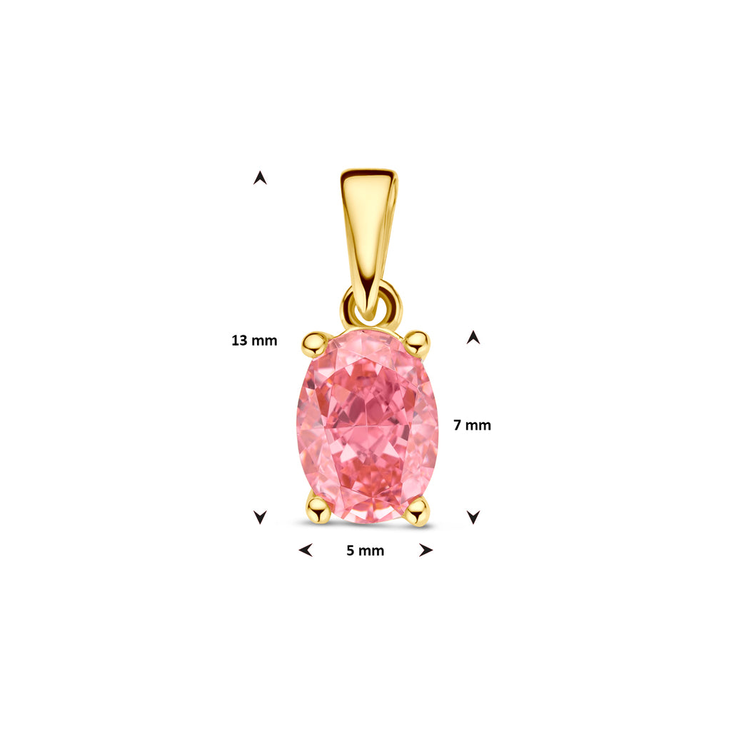 hanger padparadscha zirkonia 13 mm 14K geelgoud