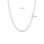 collier valkenoog met tussenstuk 2,4 mm 40 + 4 cm zilver gerhodineerd