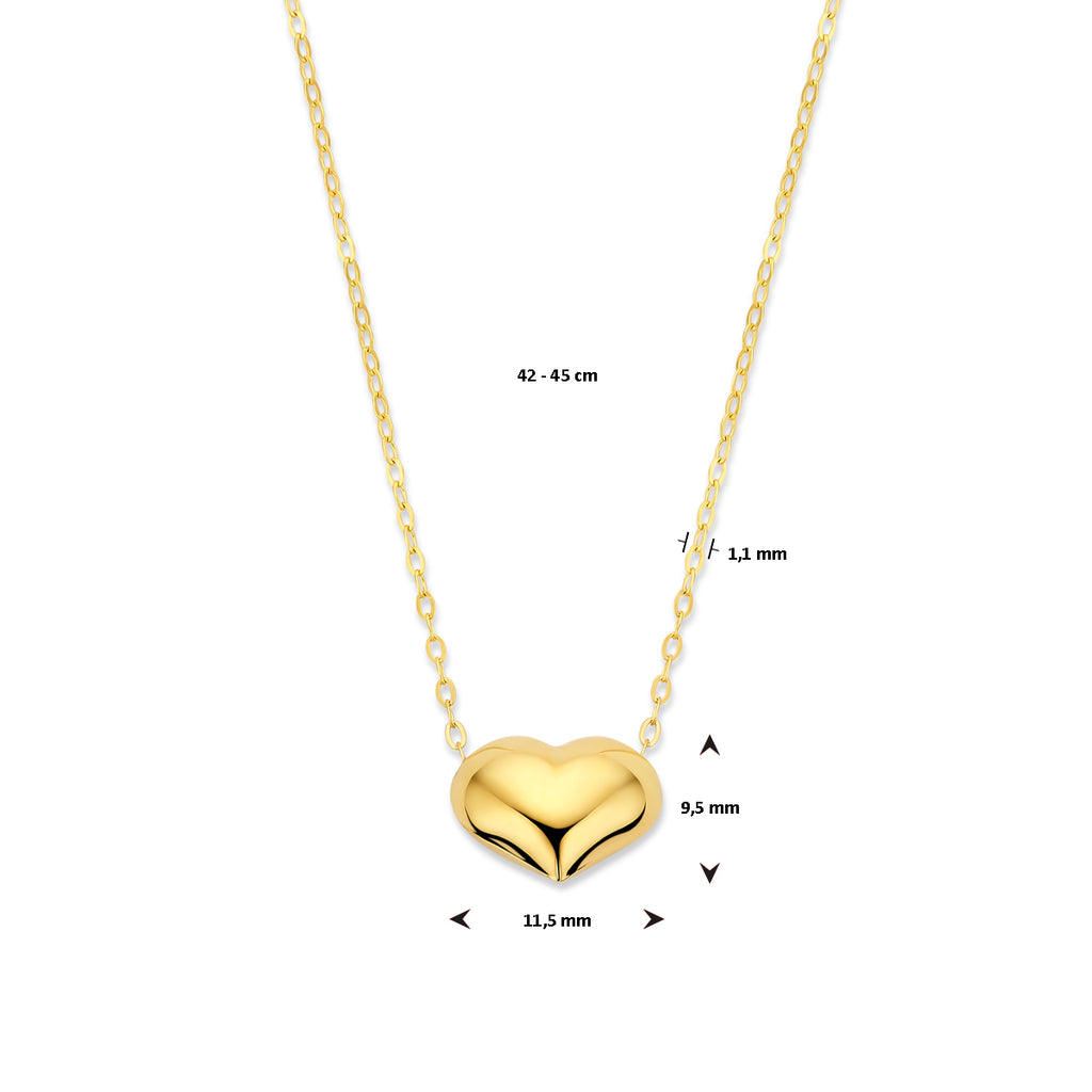 collier hartje 42 - 45 cm 14K geelgoud