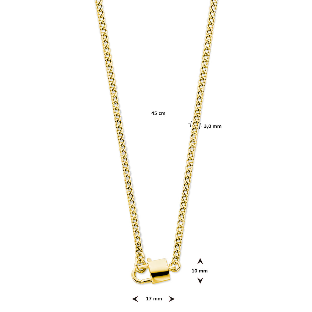 collier slot 3,0 mm 45 cm 3 micron zilver verguld (geel)
