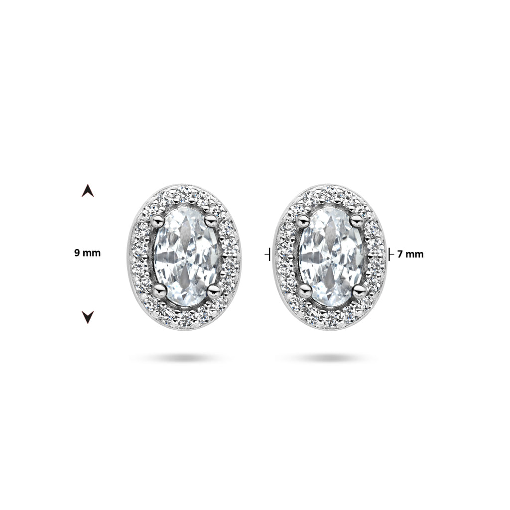 Ohrstecker Zirkonia Halo Silber rhodiniert