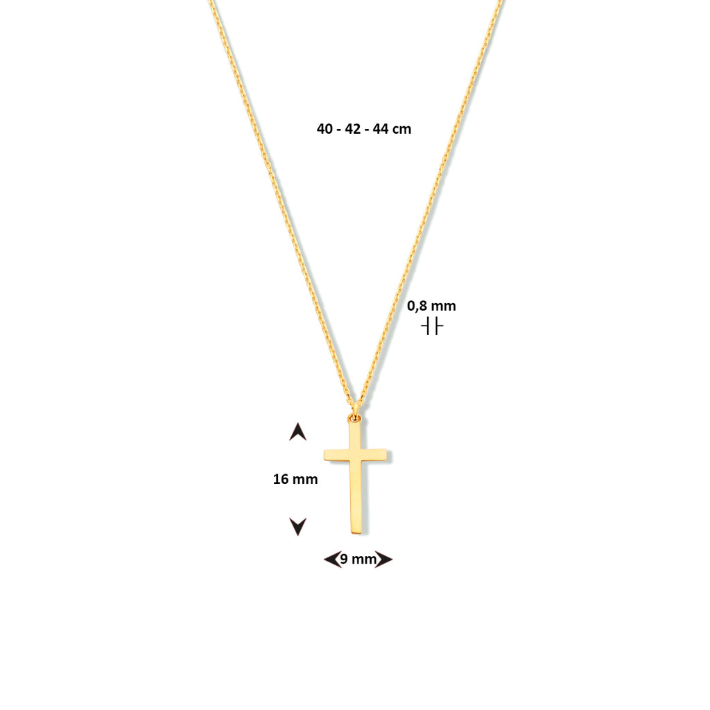 Halskette Kreuz 40 - 42 - 44 cm 14K Gelbgold