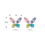 Schmetterlings-Ohrstecker in mehreren Farben aus rhodiniertem Zirkonia-Silber
