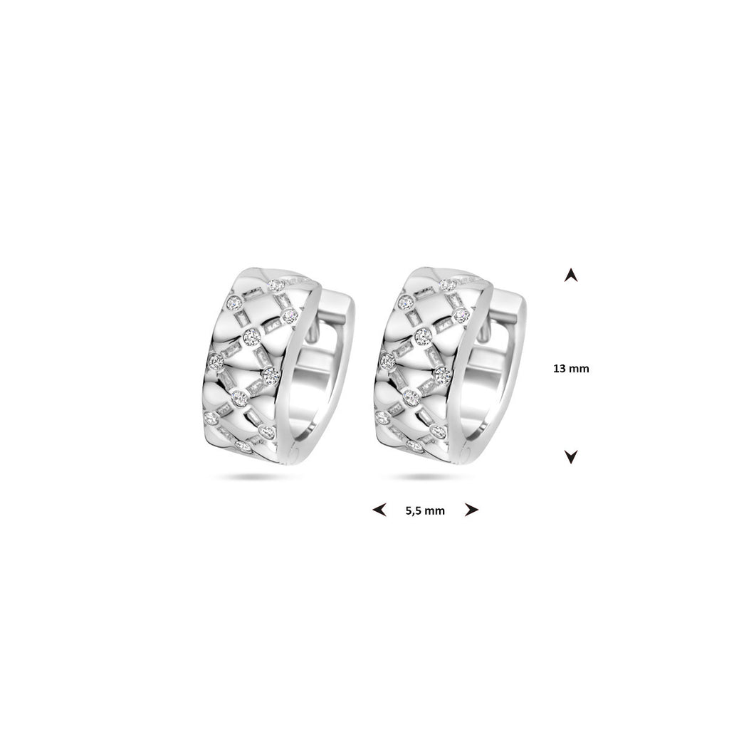 klapoorringen zirkonia 13 mm zilver gerhodineerd