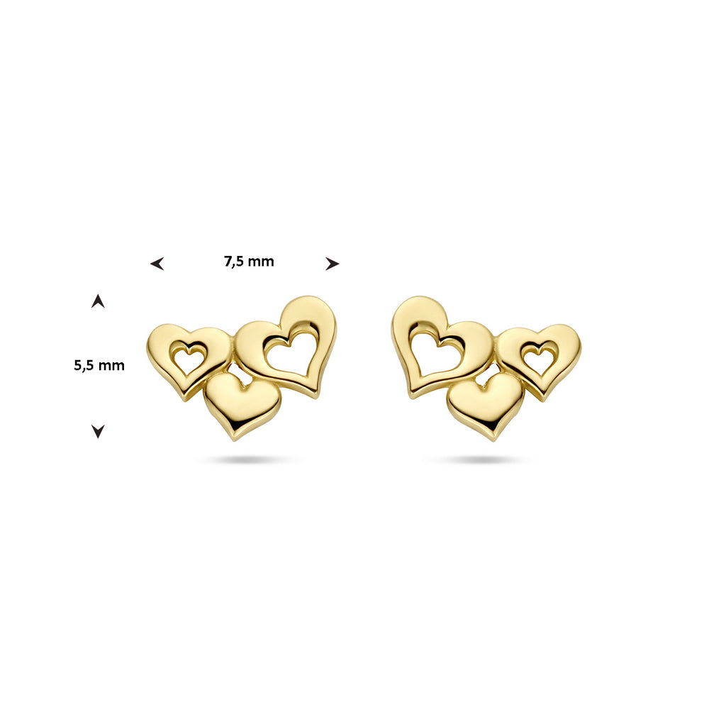 Ohrstecker Herzen 14K Gelbgold