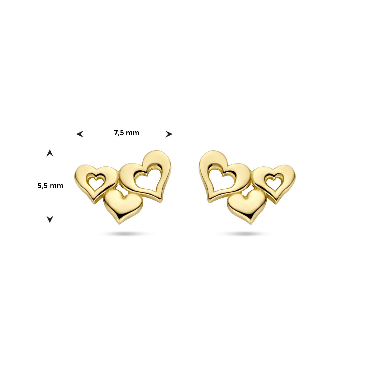 Ohrstecker Herzen 14K Gelbgold