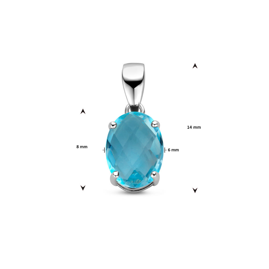 hanger blauw topaas zilver gerhodineerd