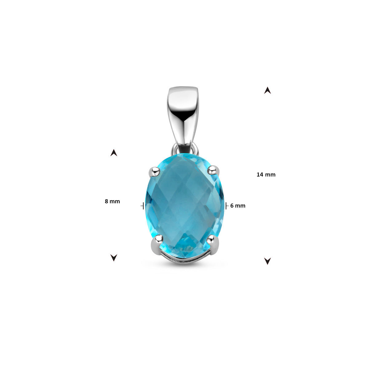 hanger blauw topaas zilver gerhodineerd
