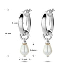 oorringen parel 28 mm zilver gerhodineerd