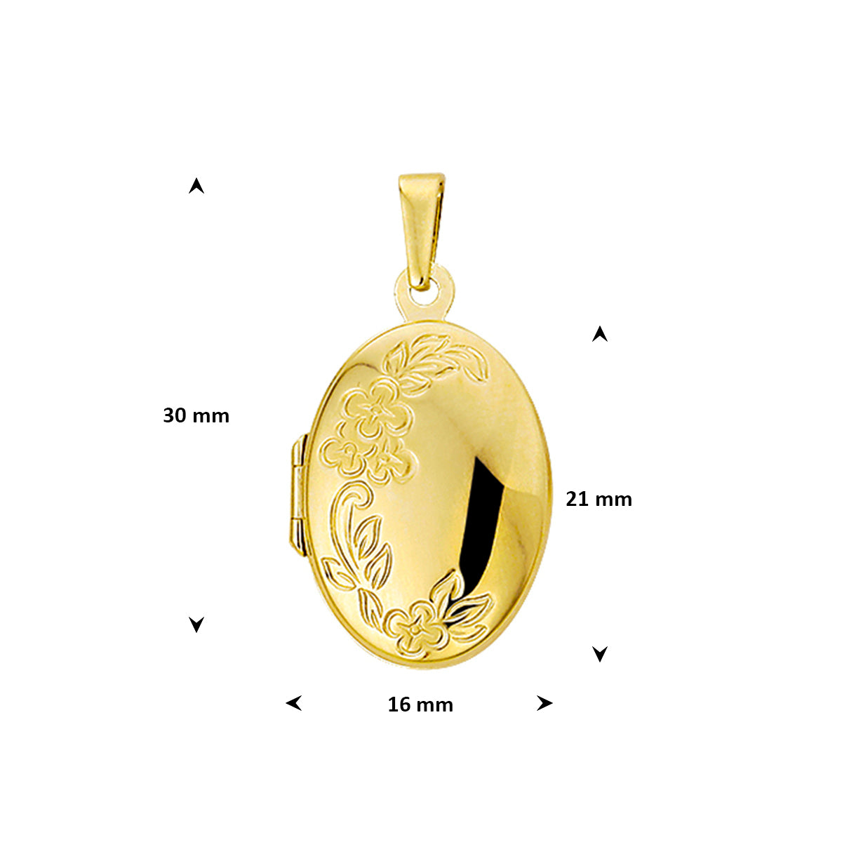 medaillon gravure 21 mm 14K geelgoud - ovaal