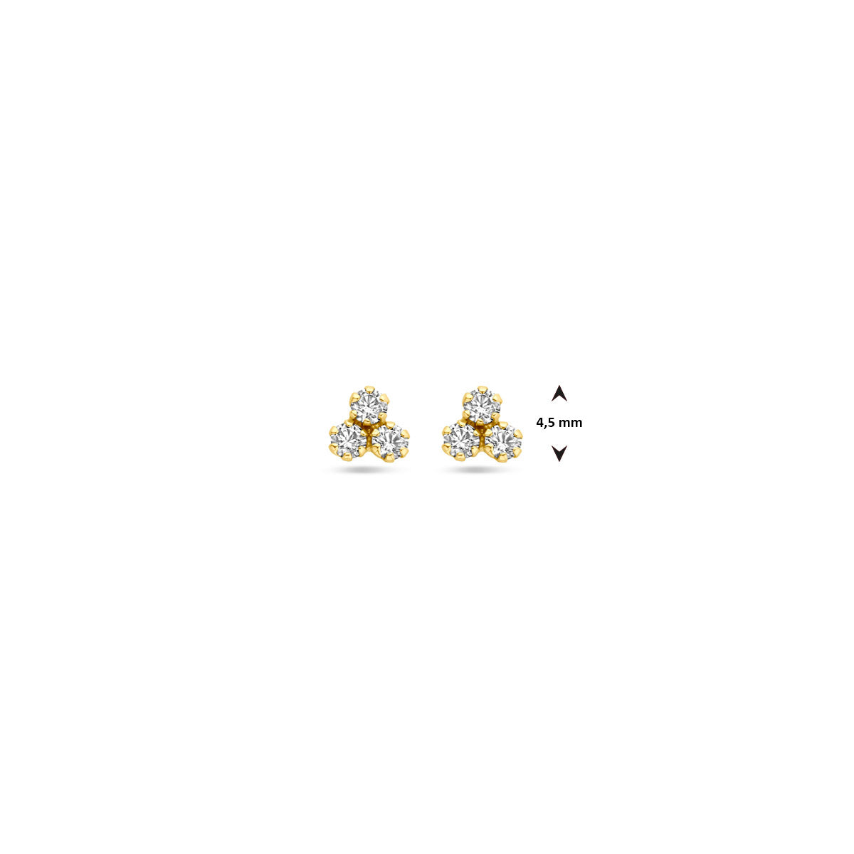 Ohrstecker Zirkonia 4,5 mm 14K Gelbgold