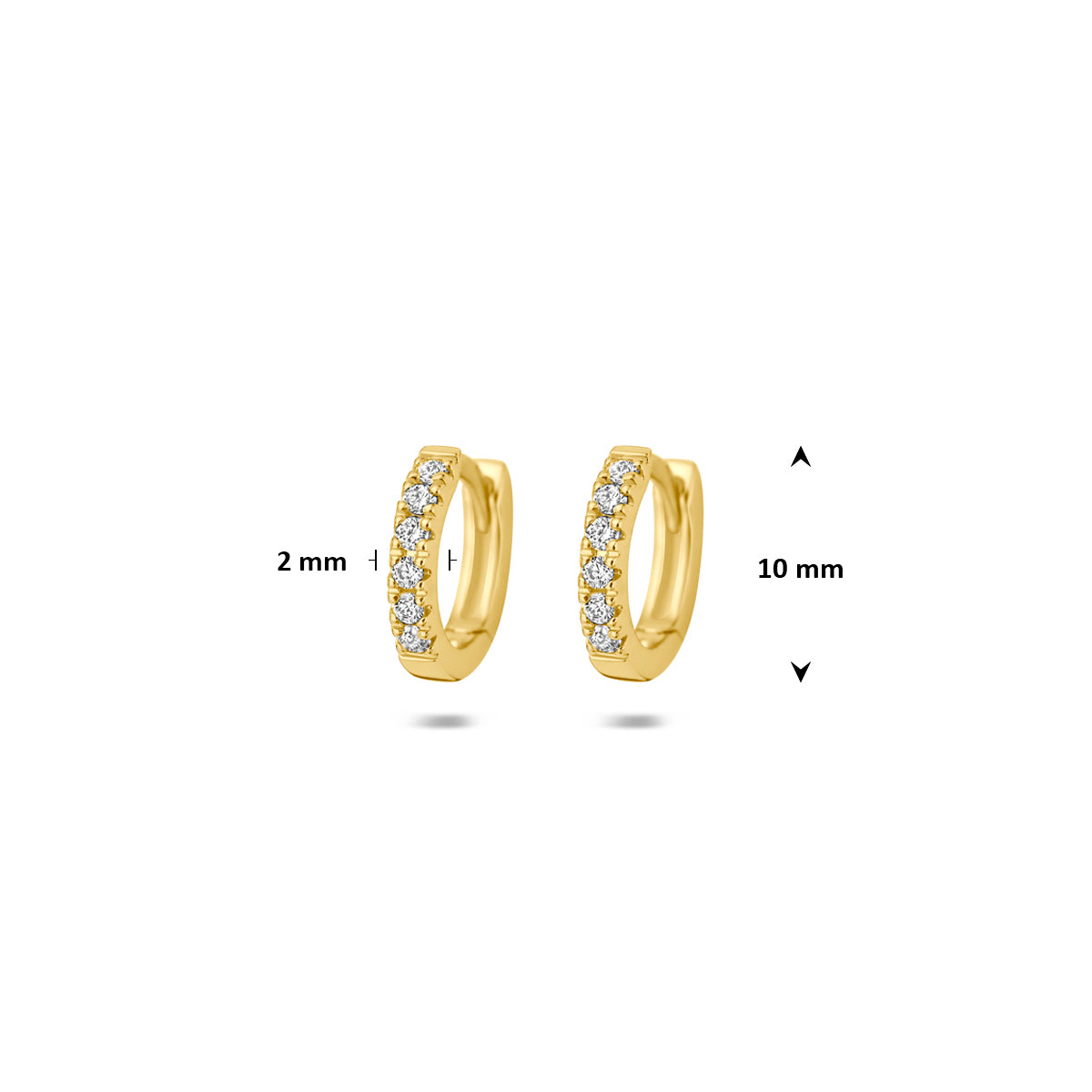 klapoorringen rond lab grown diamant 0.12ct (2x 0.06ct) f vs 10 mm 14K geelgoud - rond