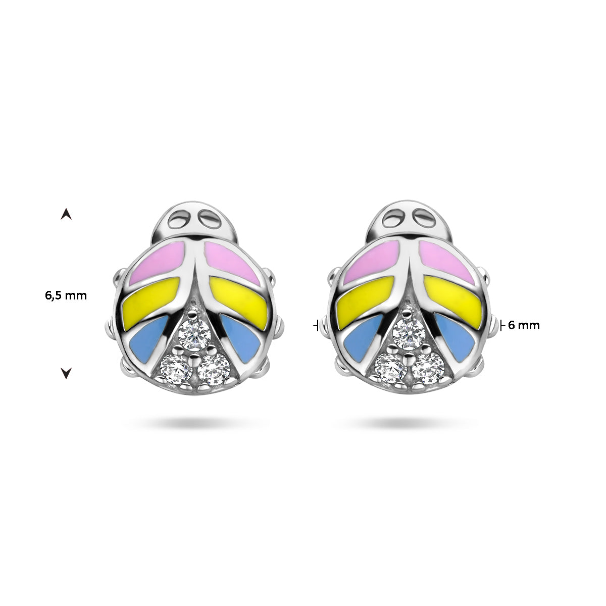 Ohrstecker Marienkäfer Zirkonia Emaille Silber rhodiniert