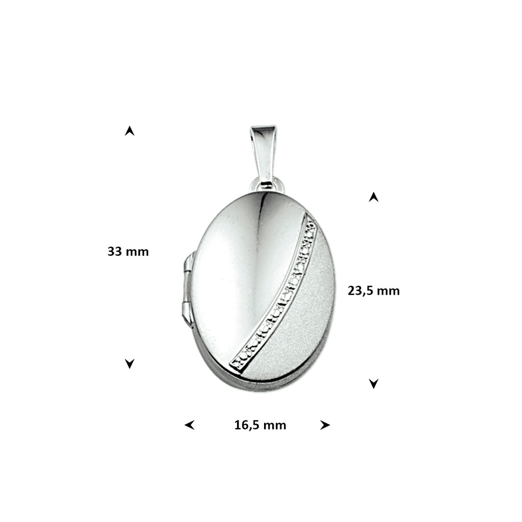 medaillon poli/mat 23,5 mm zilver gerhodineerd