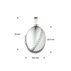 medaillon poli/mat 23,5 mm zilver gerhodineerd