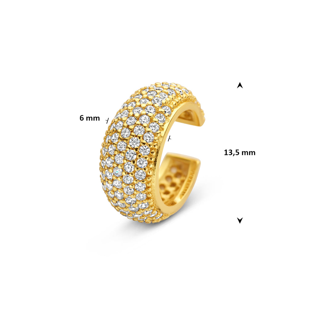 ear cuff zirkonia 13,5 mm 1 micron zilver verguld (geel)