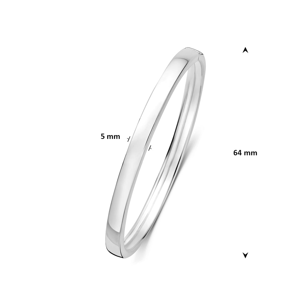 bangle dop 5 mm vlakke buis zilver wit - vlak