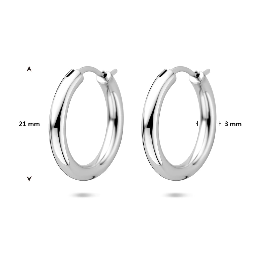 oorringen 21 mm zilver gerhodineerd