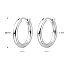oorringen 21 mm zilver gerhodineerd