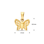 hanger vlinder poli/mat 10,5 mm 14K geelgoud